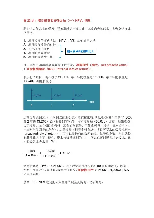 注册会计师 财务成本管理 第25讲 投资项目的评估方法(一)NPV、IRR