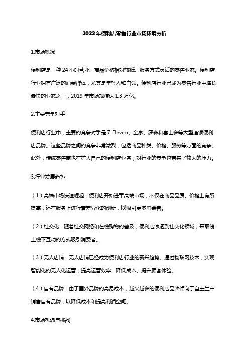 2023年便利店零售行业市场环境分析
