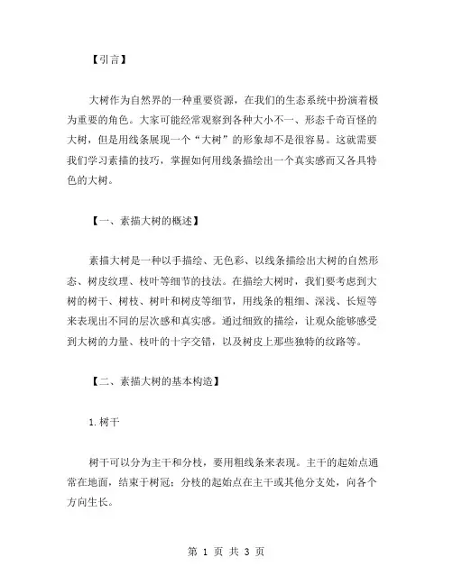 用线条描绘大树教案二：素描大树