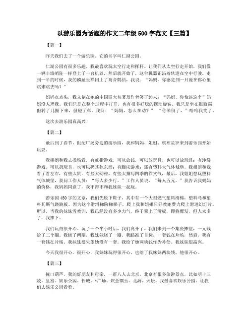 以游乐园为话题的作文二年级500字范文【三篇】
