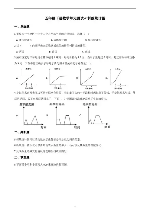五年级下册数学单元测试-2.折线统计图 苏教版(含答案)