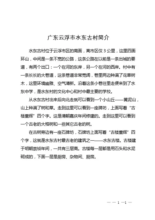 广东云浮市水东古村简介