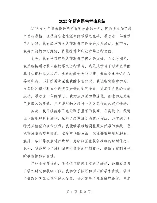 2023年超声医生考核总结