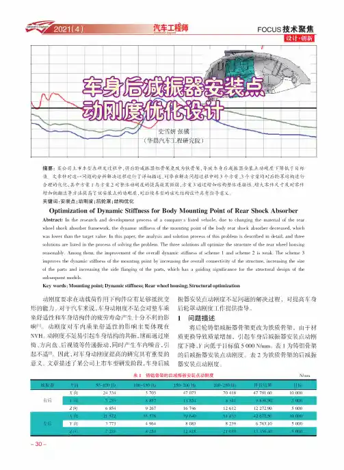 车身后减振器安装点动刚度优化设计