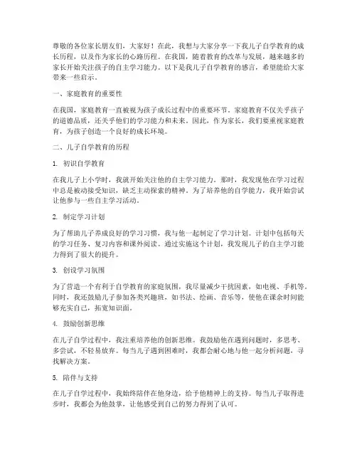 儿子自学教育家长感言