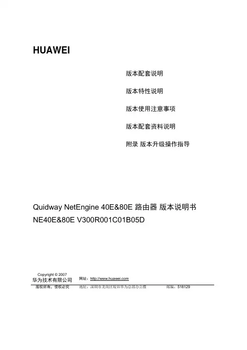 NE40E&80E V300R001C01B05D 版本说明书