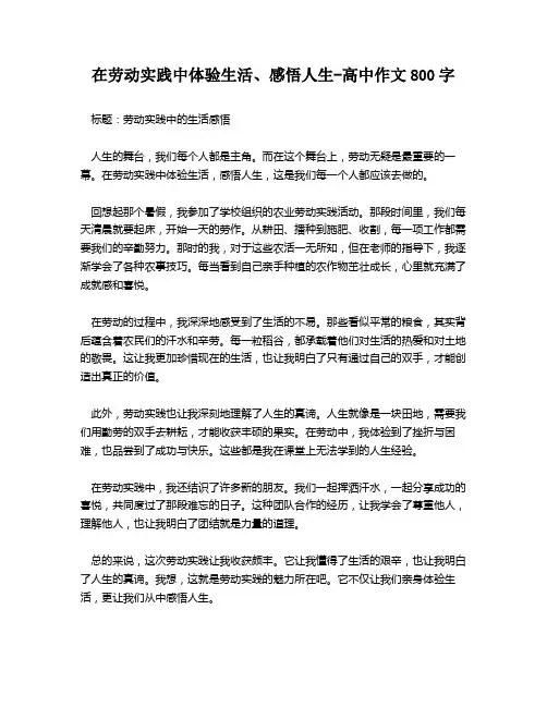 在劳动实践中体验生活、感悟人生-高中作文800字