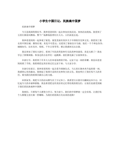 小学生中国日记：民族魂中国梦