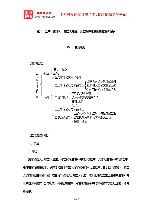 樊崇义《刑事诉讼法》笔记和课后习题详解(犯罪人、被告人逃匿、死亡案件违法所得的没收程序)