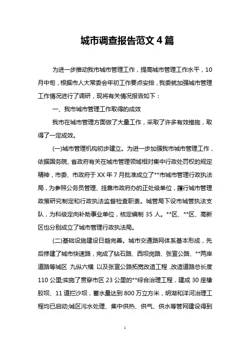 城市调查报告范文4篇