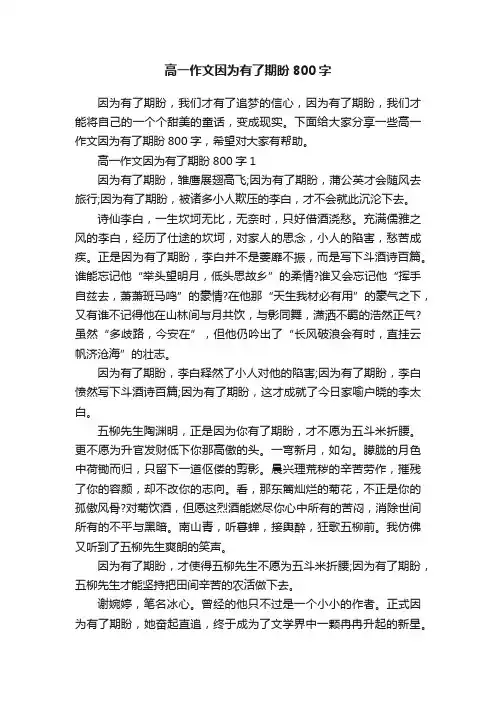 高一作文因为有了期盼800字