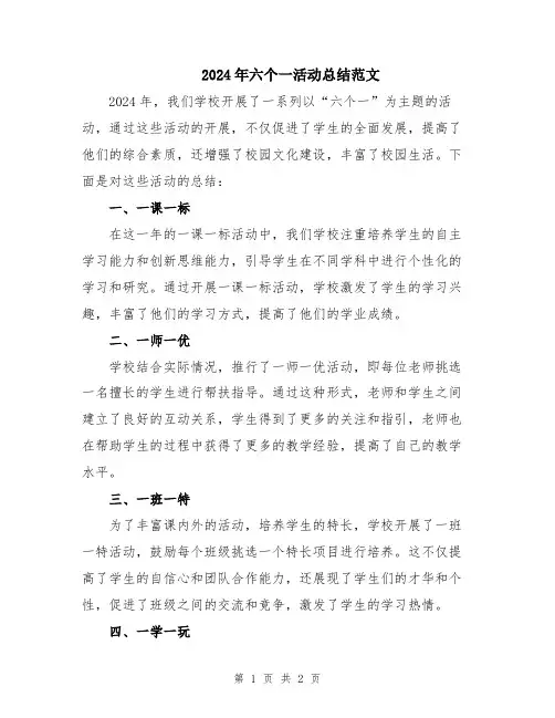 2024年六个一活动总结范文