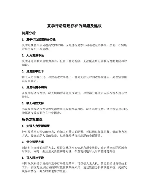 夏季行动巡逻存在的问题及建议