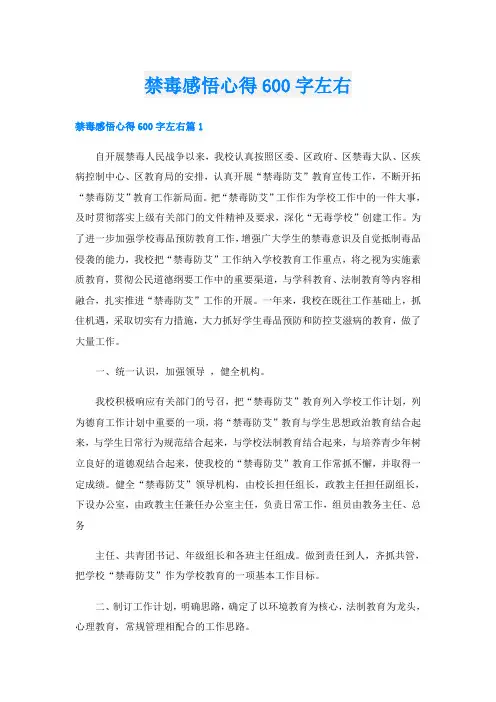 禁毒感悟心得600字左右