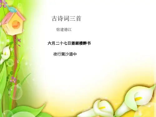 部编人教版小学六年级语文上册古诗词三首《宿建德江-六月二十七日望湖楼醉书-夜行黄沙道中》课件