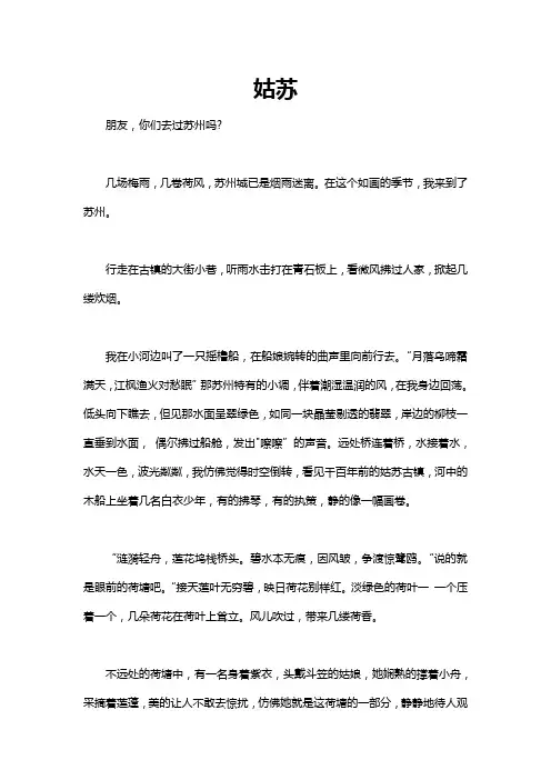 写苏州姑苏的好作文
