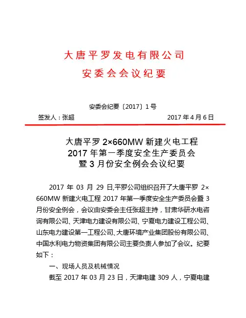 2017-1安委会会议纪要(正式公文)