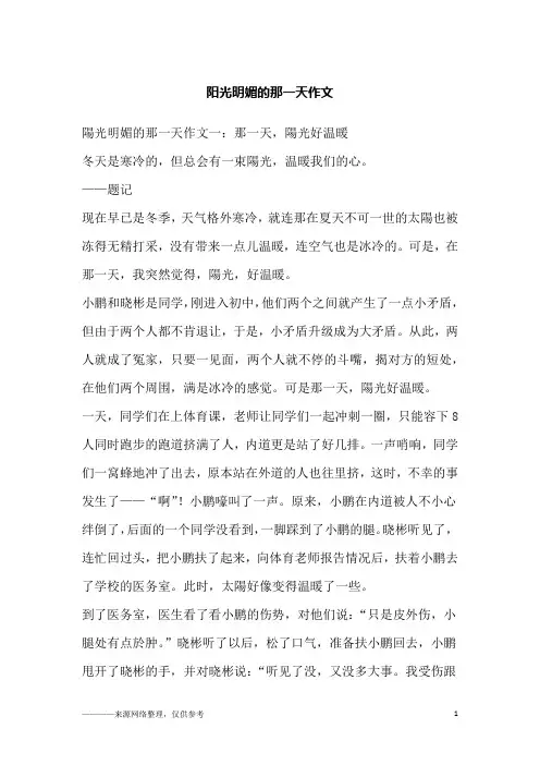 阳光明媚的那一天作文