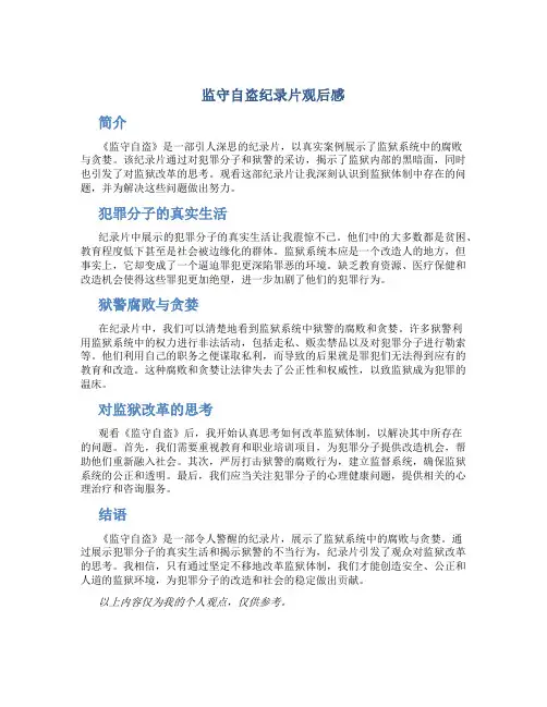 监守自盗纪录片观后感