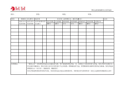 项目服务之星评选表