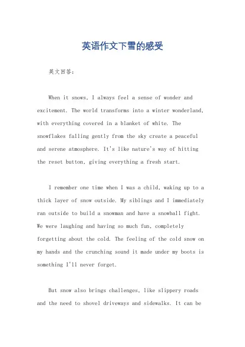 英语作文下雪的感受