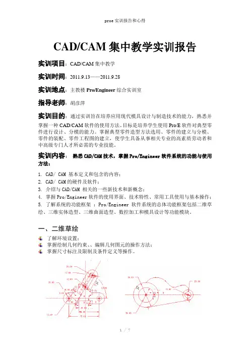 proe实训报告和心得参考模板