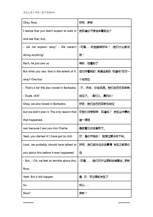 老友记第十季第二集中英分句对照剧本