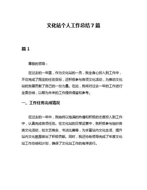 文化站个人工作总结7篇