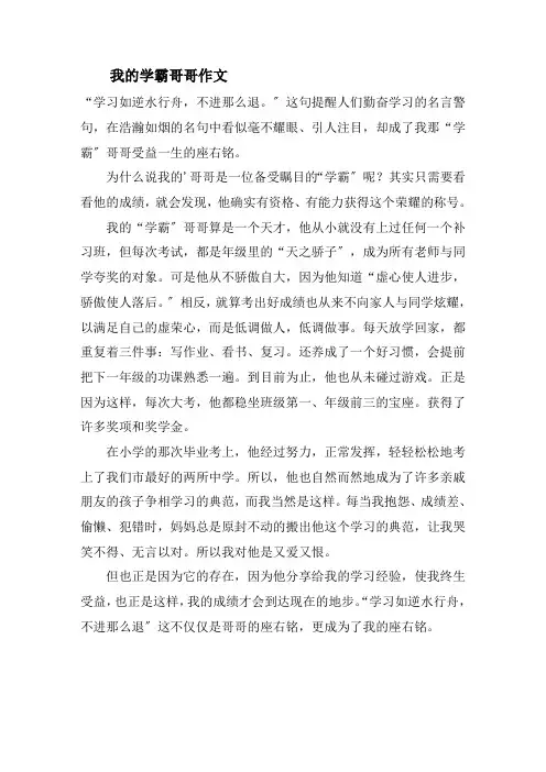 我的学霸哥哥作文精选