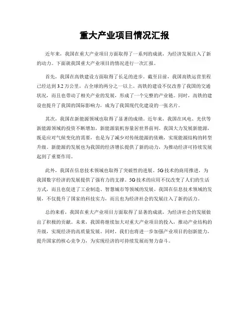 重大产业项目情况汇报