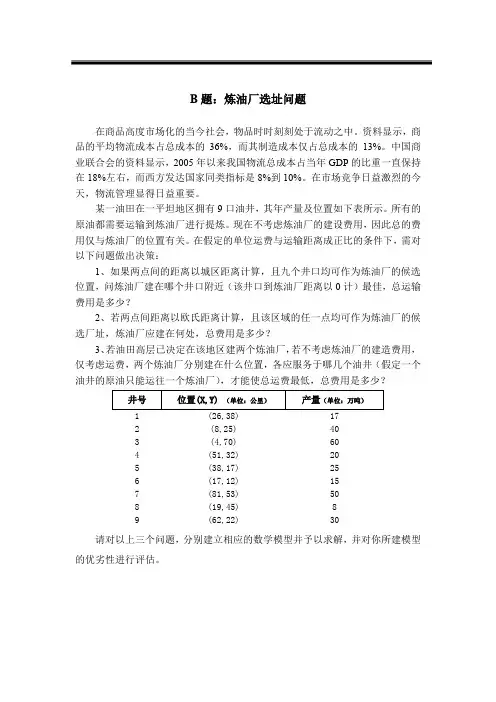 大学生数学建模竞赛_炼油厂问题解
