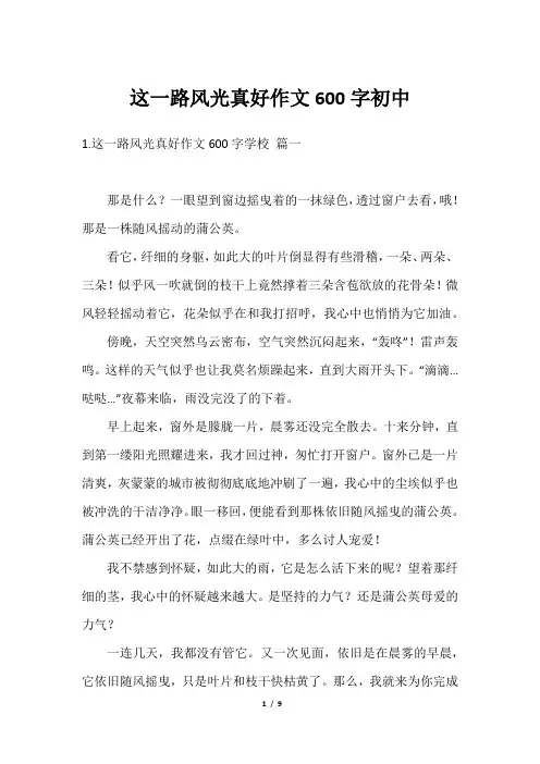 这一路风光真好作文600字初中