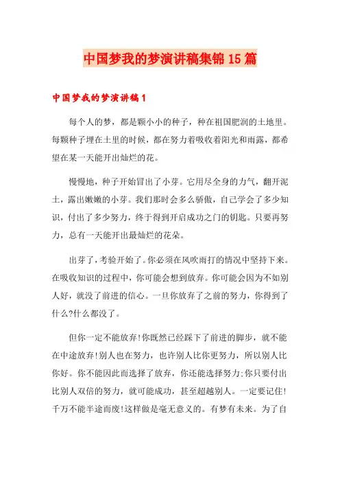 中国梦我的梦演讲稿集锦15篇