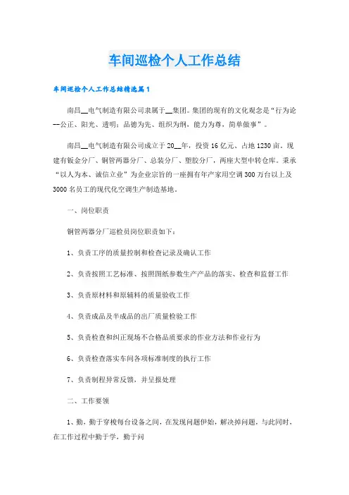 车间巡检个人工作总结.doc