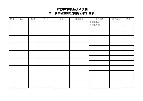 职业技能证书汇总表