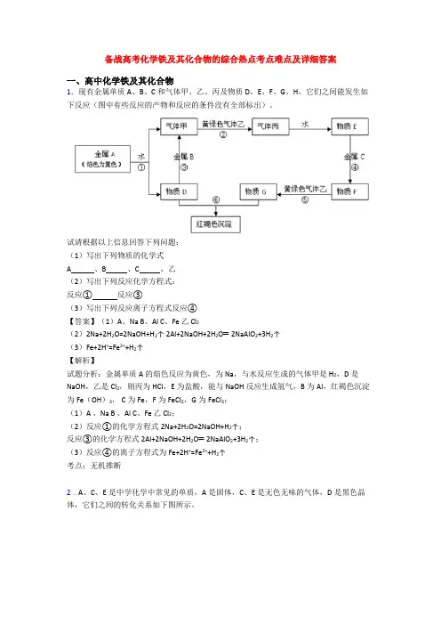 备战高考化学铁及其化合物的综合热点考点难点及详细答案