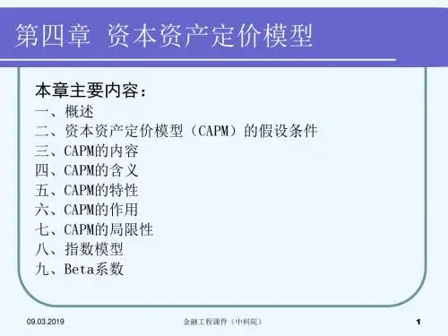 金融工程课件(中科院)第四章资本资产定价模型