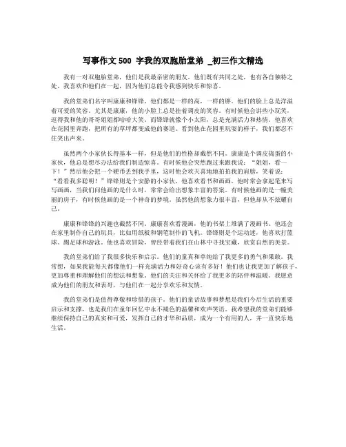 写事作文500 字我的双胞胎堂弟 _初三作文精选