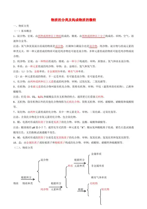 2021年中考化学一轮复习物质的分类及构成物质的微粒考点讲解含解析.doc