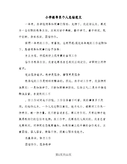 2023年小学教导员个人总结范文(四篇)