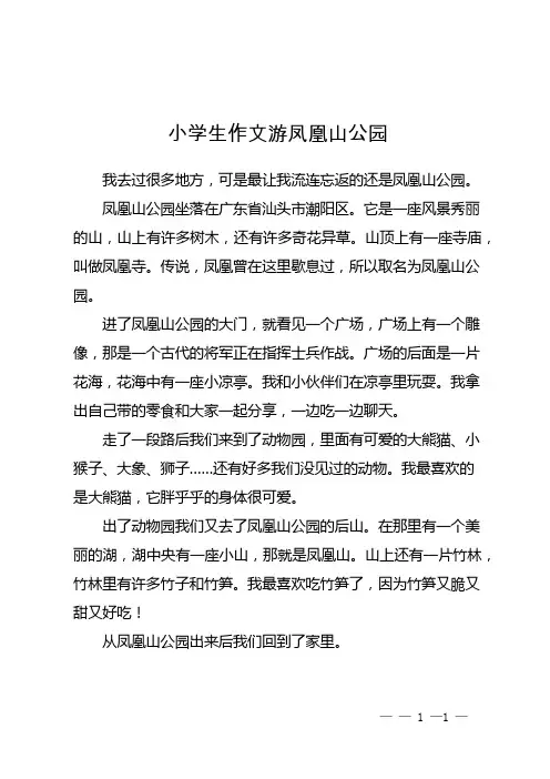 小学生作文游凤凰山公园