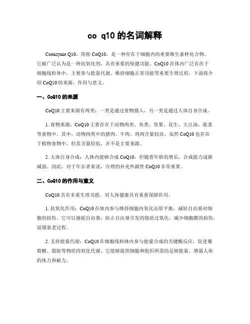 co q10的名词解释