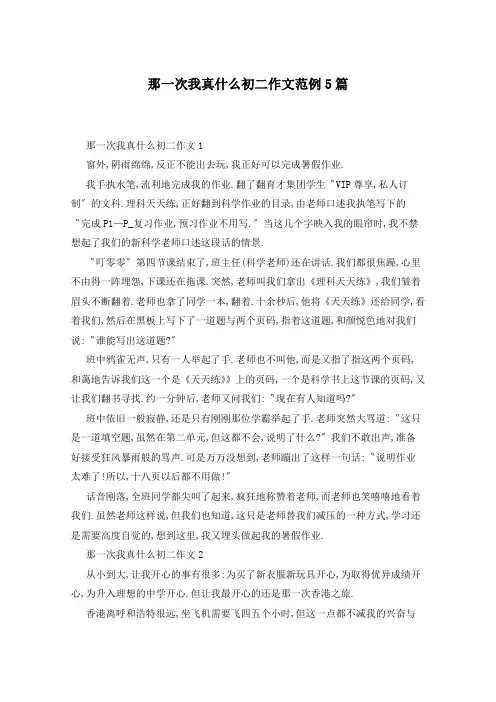 那一次我真什么初二作文范例5篇