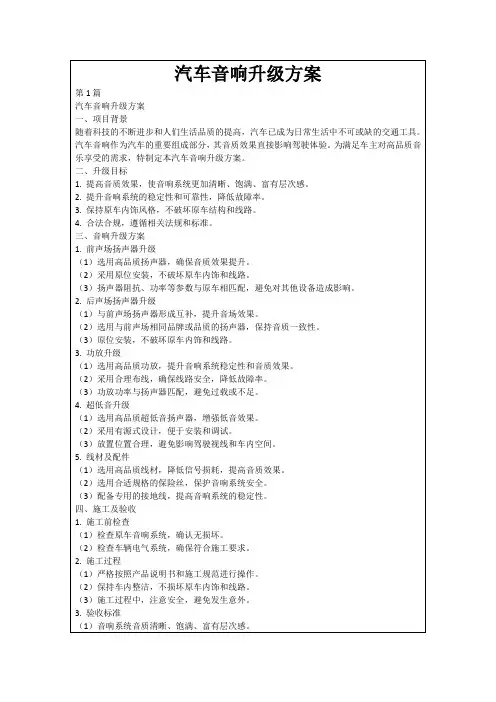 汽车音响升级方案