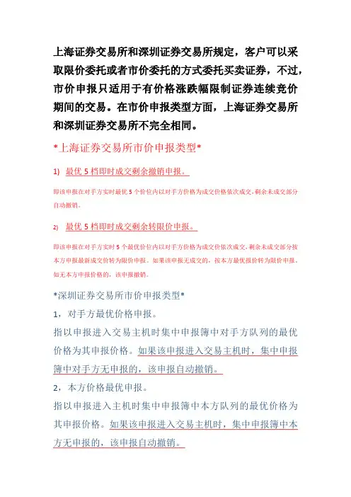 上海证券交易所和深圳证券交易所股票报价交易规定