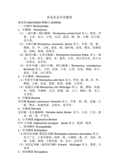 常见农业有害螨类