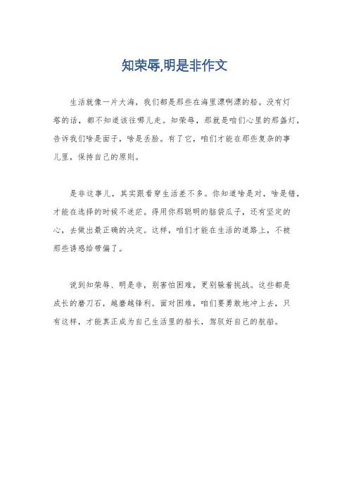 知荣辱,明是非作文
