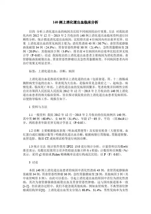 140例上消化道出血临床分析