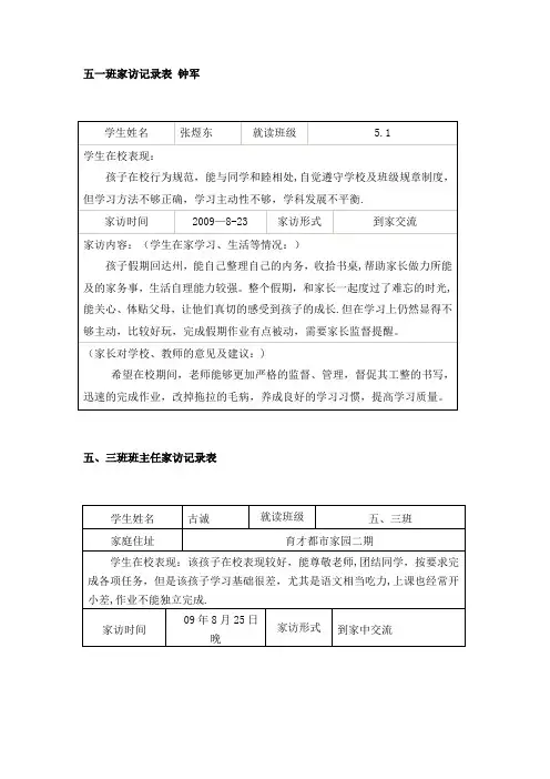家访记录范本【范本模板】