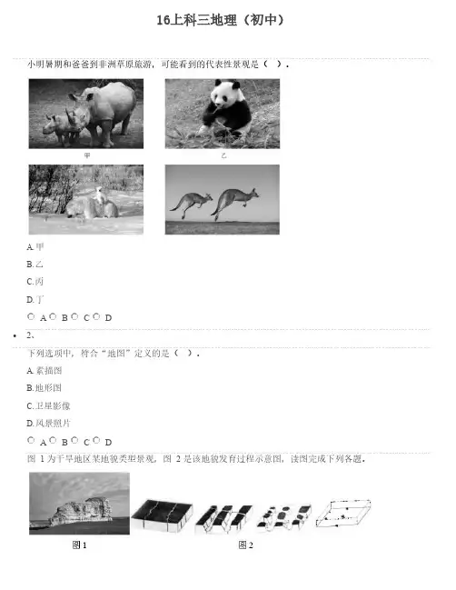 2016上半年教师资格考试《初中地理》真题